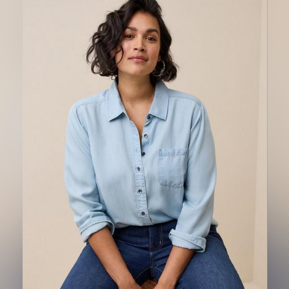Lizzie Tencel Button Down Long Sleeve Shirt